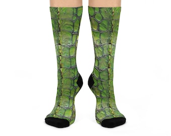 Snake Pattern Cushioned Crew Socks, Snakeskin Socks