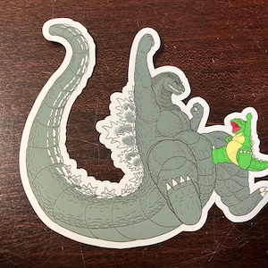 Godzilla and Little Godzilla aka Junior Vinyl/Matte and Holographic Stickers 5&#39;&#39;x3&#39;&#39;