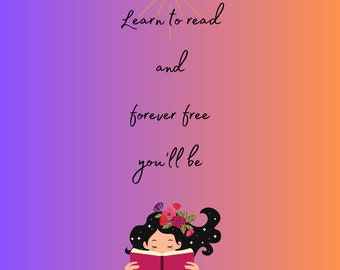 Learn to read Inspirational Saying Bookmark; digital download