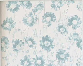 Vintage Blue Daisies Print, Giclee Fine Art Print, Soft Preppy Decor, Girls Nursery Wall Art, Small Flower Print, Pastel Room Decor UNFRAMED