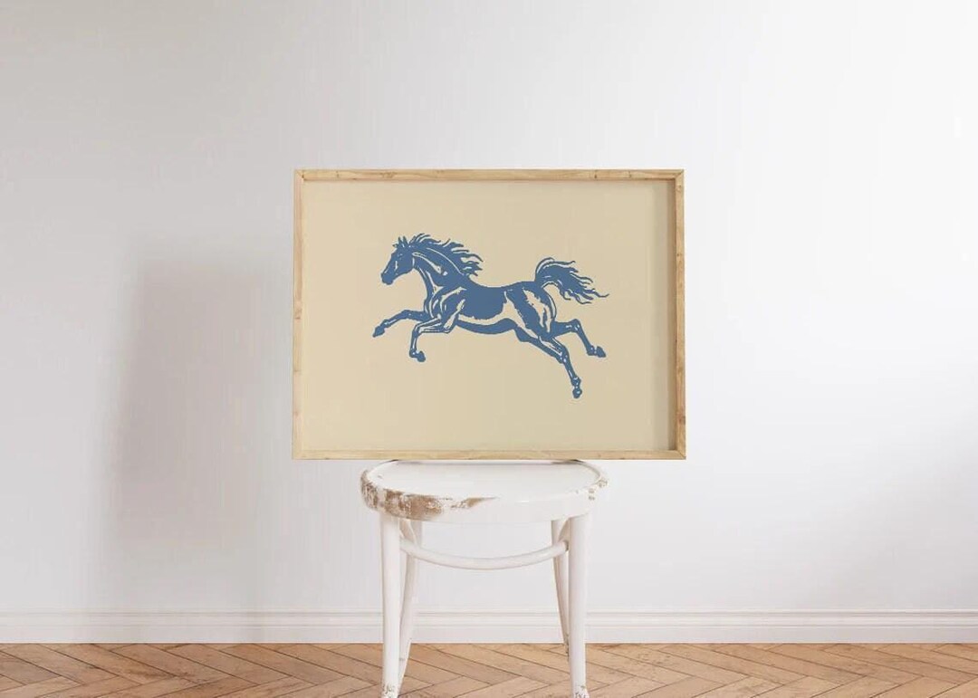 Vintage Western Horse Print, Blue Retro Home Decor, Preppy Dorm Room  Poster, Rustic Wall Art Living Room, Aesthetic Cowboy - Etsy, image size:1080x771