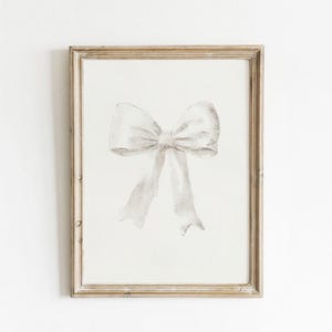 White Bow Print Preppy Art Bow Painting Preppy Dorm Prints Aesthetic Ivory Print White Retro Posters Dorm Prints White Girly Western Wall