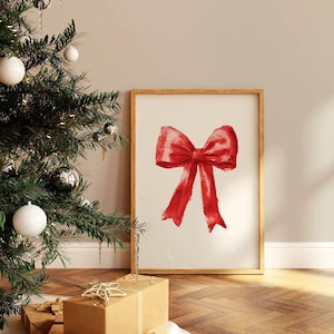 Vintage Weihnachtsdekoration mit Schleife, Weihnachtsdekoration, Winter Dekor, Weihnachtsdekor, rote Schleife