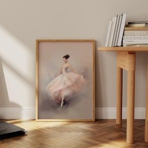 Vintage Ballerina Printable, Soft Pink Wall Art, Neutral Print, Girls Room Decor, Coquette Aesthetic Print, Ballet Painting Digital Download image 8