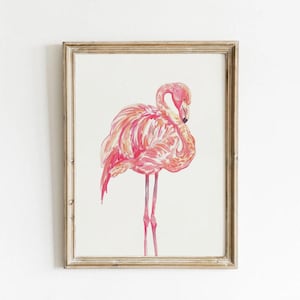 Retro Pink Flamingo Poster, Spring Pastel Decor, Preppy Animal Print, Minimalist Poster, Girly Dorm Wall Art, Boho Gallery,