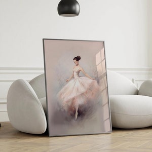 Vintage Ballerina Printable, Soft Pink Wall Art, Neutral Print, Girls Room Decor, Coquette Aesthetic Print, Ballet Painting Digital Download image 7
