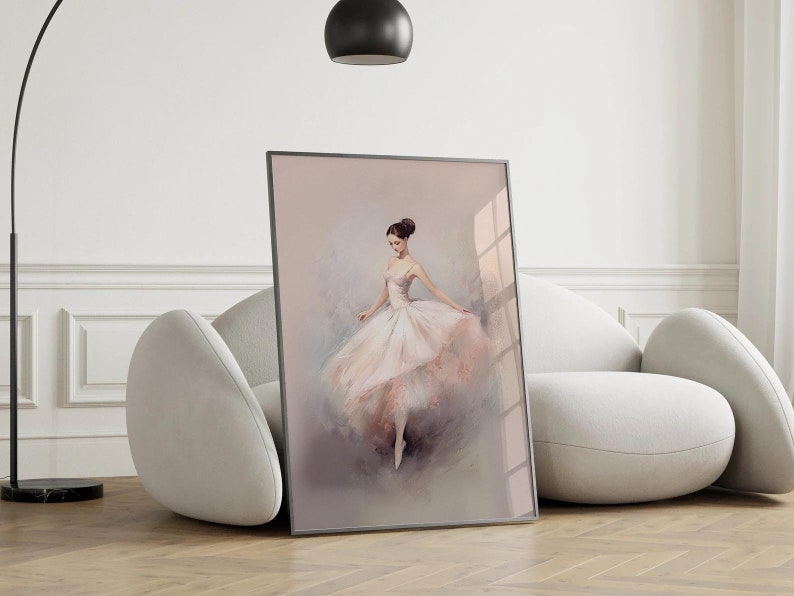 Vintage Ballerina Printable, Soft Pink Wall Art, Neutral Print, Girls Room Decor, Coquette Aesthetic Print, Ballet Painting Digital Download image 7