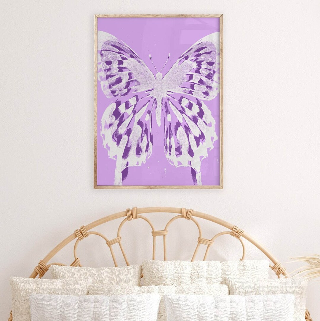 Purple Butterfly Wall Art Printable Girly Aesthetic Print Etsy