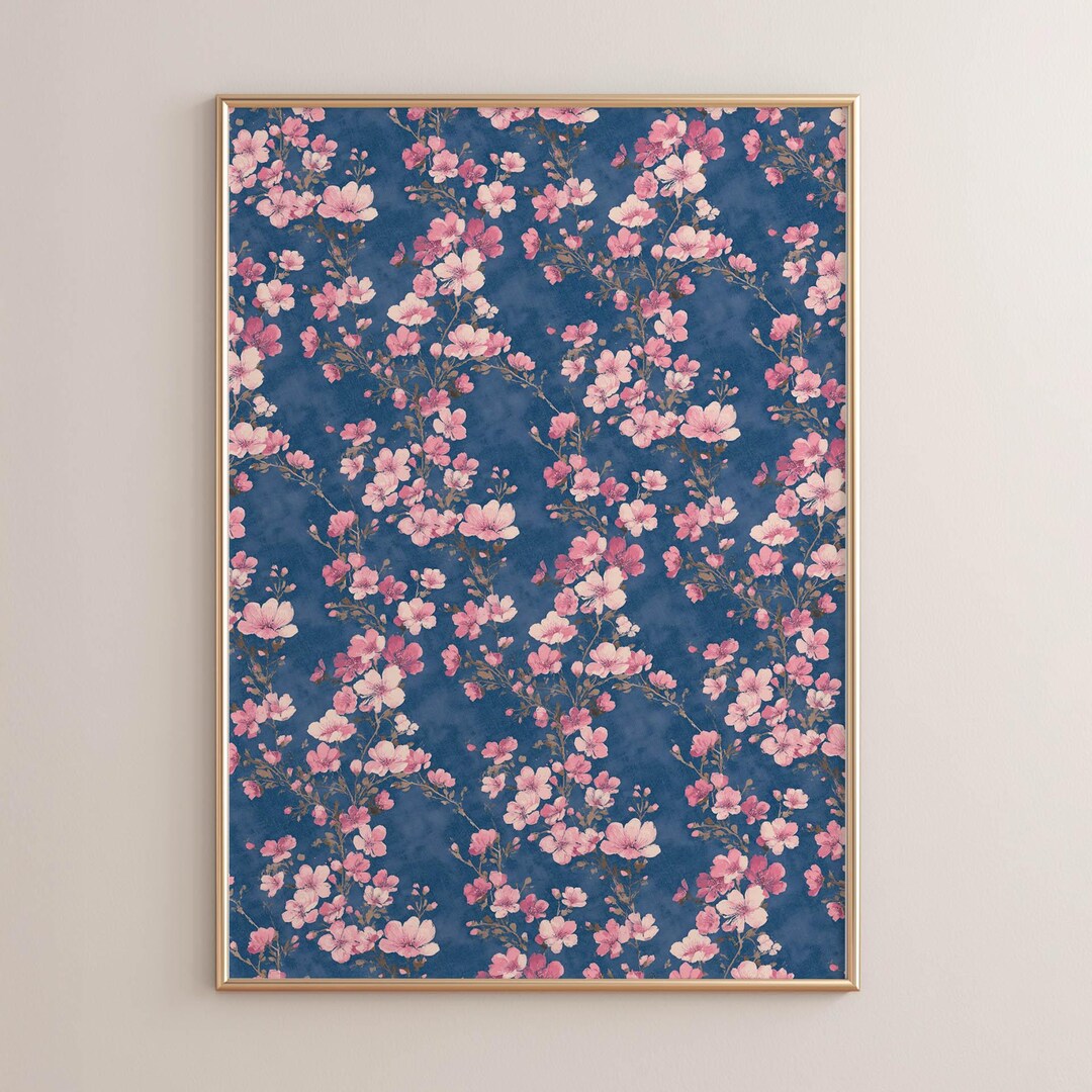 Pink Cherry Blossom Poster Print - Romantic Floral Cottagecore Wall Art ...