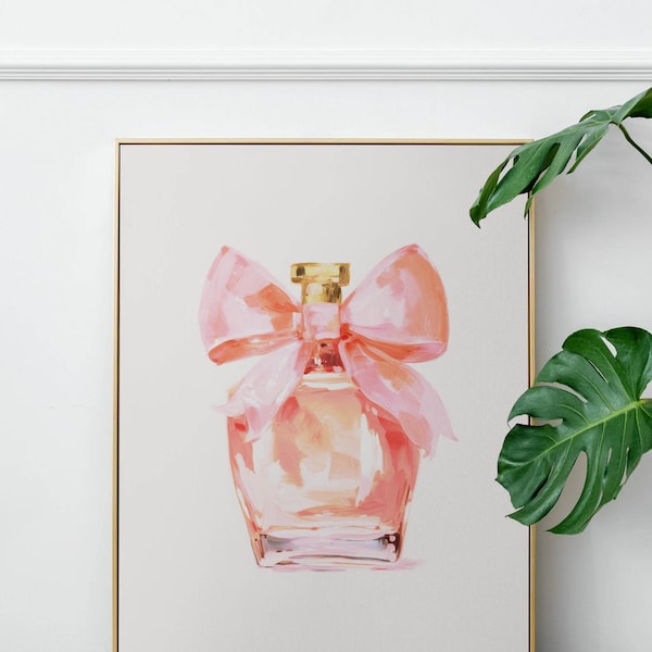 Pink Perfume Print, Coquette Room Decor, Light Pink Wall Art, Girly Fashion Printable, Luxury Wall Art, Pink Bow Aesthetic Print, Download