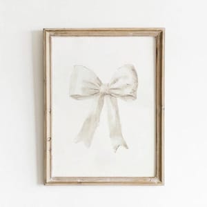 Vintage White Bow Poster Print - (Nursery Art Baby Room Decor, Girls Room, Boys Room, Unisex Newborn Decor, Coquette Wall Art) - #001