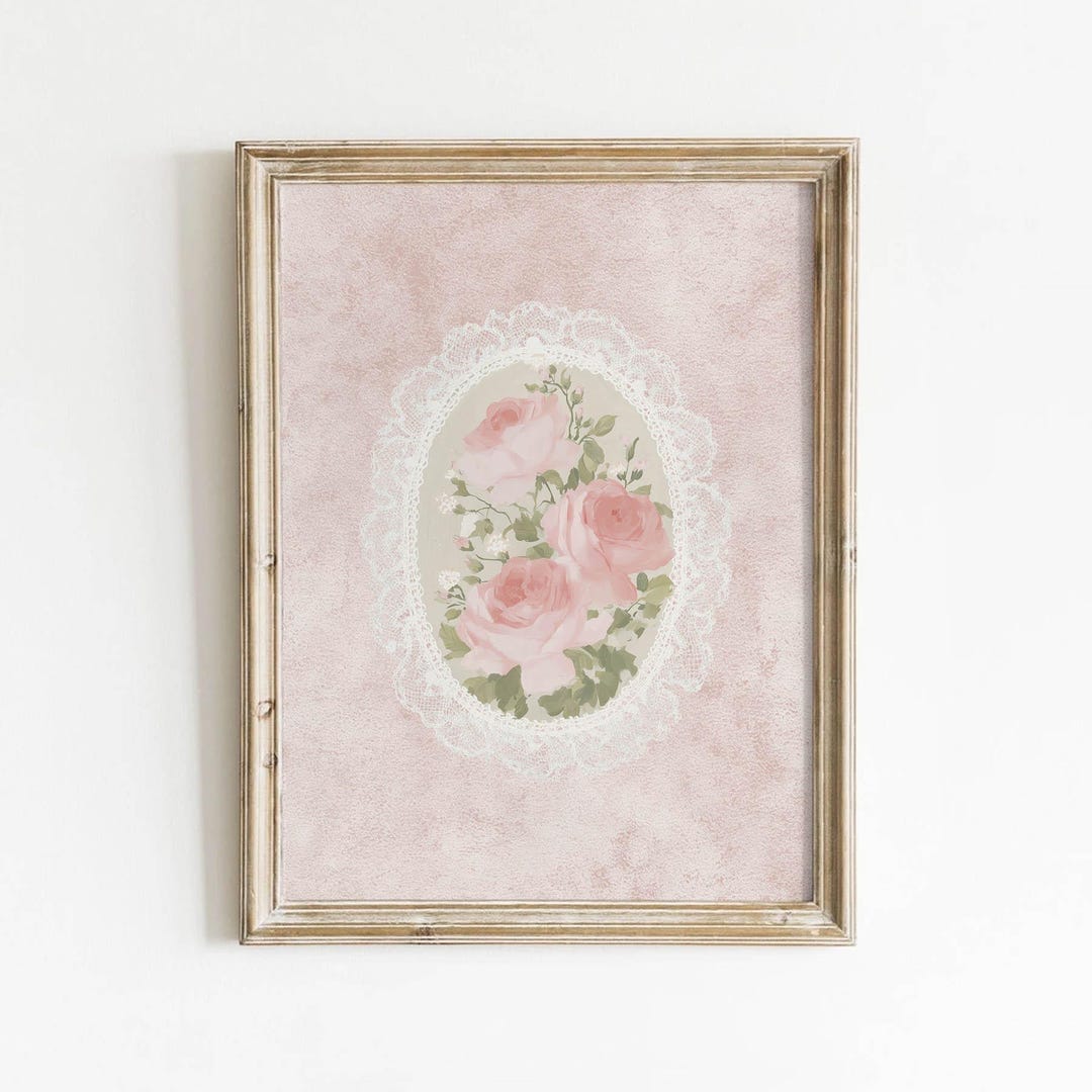 Romantic Soft Pink Roses Printable, Vintage Shabby Chic Wall Art ...