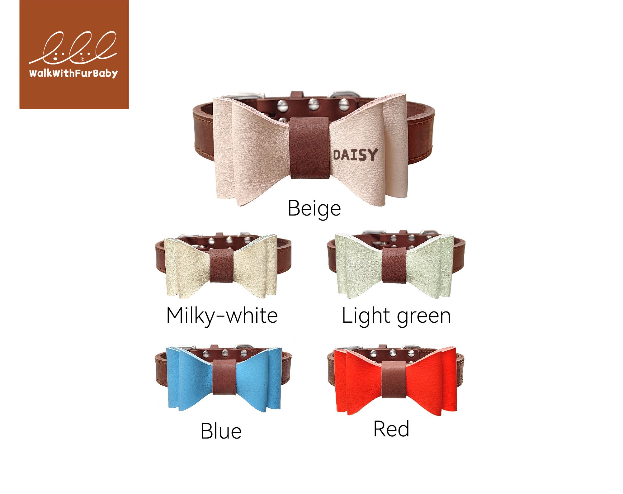 WW Bow Tie Dog Collar Personalized Leather Dog Collar Dog Etsy ww-bow-tie-dog-collar-personalized-leather-dog-collar-dog-etsy