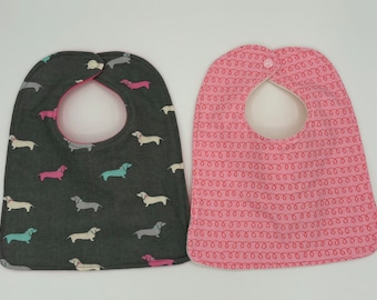 Baby Bib Gift Set | Toddler Bibs | Dogs | Plaid | Baby Girl Gift | Flannel Bibs | Fleece Bibs