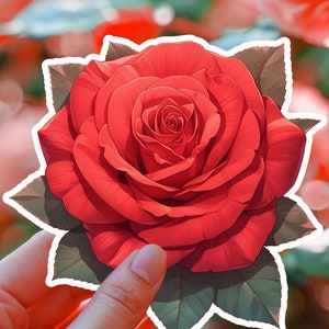 Red Rose Sticker, Rose Sticker, Valentines Day Sticker, Valentines Day Gift, Flower Sticker, Rose Gift, Gift For her, Rose Sticker Gift