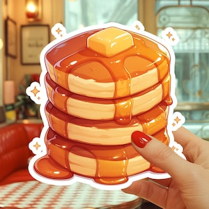 Pancake Sticker Cute Sticker Food Stickers Kawaii Stickers Pancakes Breakfast Sticker Fun Sticker Stack Of Pancakes Sticker