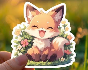 Fox Sticker Cute Fox Sticker Gift Happy Fox Sticker Laptop Decal Cute Kawaii Fox Vinyl Decal For Laptops Journals and More