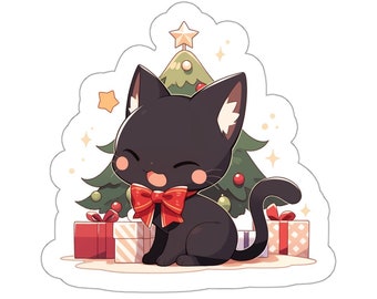 Christmas Cat Sticker Cute Sticker Kitty Sticker Cat Stickers Cat Gift Christmas Sticker