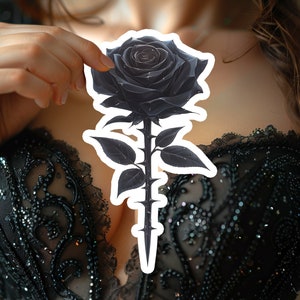 Black Rose Sticker Black Rose Vinyl Sticker Black Rose Laptop Decal Rose Sticker Gothic Rose Gothic Black Rose Valentines Sticker Valentine