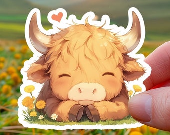 Highland Cow Sticker Cute Cow Sticker Cute Highland Cow Sticker Animal Lover Cow Stickers For Kids Laptop Stickers Animal Sticker