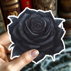 Black Rose Sticker Black Rose Blossom Sticker Rose Sticker Gothic Rose Sticker Romantic Sticker Black Rose Vinyl Sticker Decal