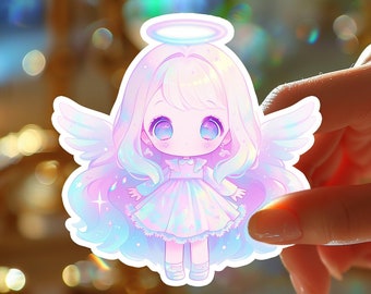 Pastell Kawaii Anime Engel Aufkleber - Süßer Manga Chibi Engel Aufkleber - Harajuku Decora Japanische Kunst für Schreibwaren & Anime Geschenk