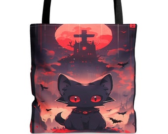 Bolsa de mano con forma de gato para Halloween Bolsa de mano con forma de anime Bolsa de mano con forma de gato vampiro Bolsa de mano con forma de truco o trato Bolsa de dulces para Halloween Bolsa de mano con forma de arte de anime Bolsa de mano con forma de Halloween
