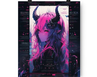 Anime girl art poster anime art print anime waifu poster demon girl art print Japanese art poster manga poster art anime home decor wall art