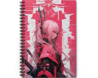 Anime girl art notebook anime art notebook anime journal art anime school supplies samurai girl notebook manga art notebook waifu notebook