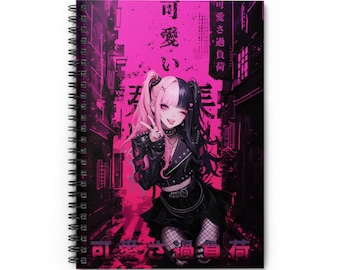 Anime Notebook Anime Journal Anime Aesthetic Anime School Supplies Anime Art Notebook - Punk Girl "RIN" Spiral Notebook