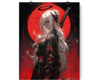 Anime art poster anime art print anime waifu poster demon girl art print Japanese art print manga poster art anime home decor anime wall art