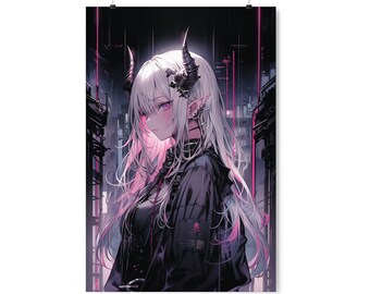 Anime girl art poster anime art print anime waifu poster demon girl art print Japanese art poster manga poster anime home decor wall print