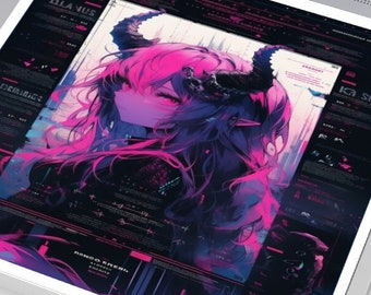 Anime Sticker Demon Girl Sticker Anime Waifu Sticker Anime Aesthetic - Aurora Demon Girl Sticker