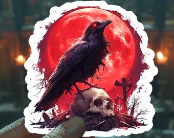 Crow Sticker Crow Art Raven Sticker Halloween Sticker Gothic Sticker Horror Sticker Goth Sticker Skull Sticker Gothic Gift Laptop Sticker