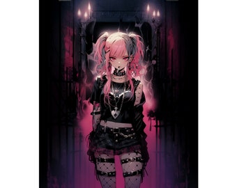 Anime art poster anime art print anime waifu poster Punk girl art print Japanese art print manga poster art anime home decor anime wall art