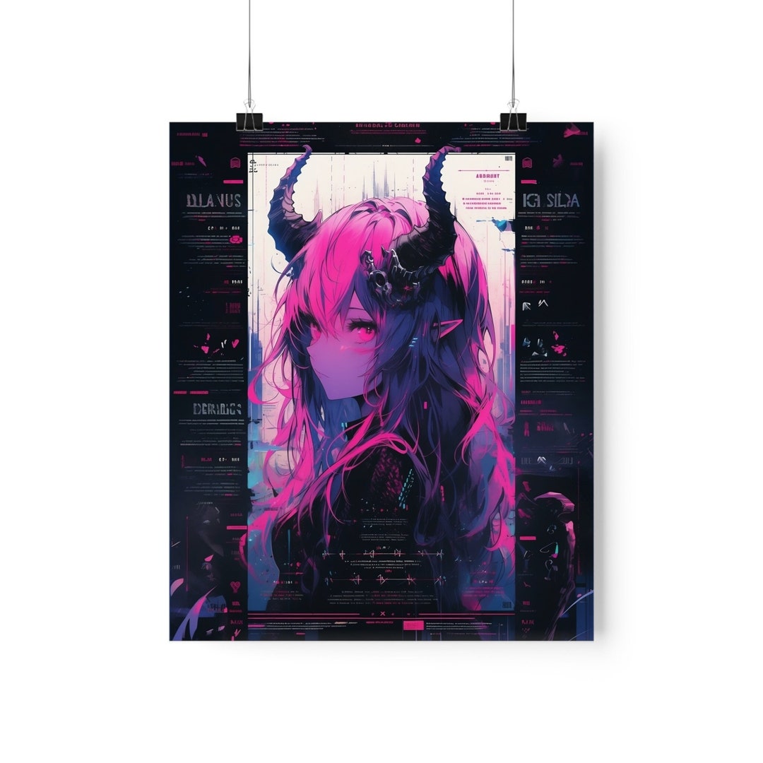 Anime Girl Art Poster Anime Art Print Anime Waifu Poster Demon Girl Art Print Japanese Art