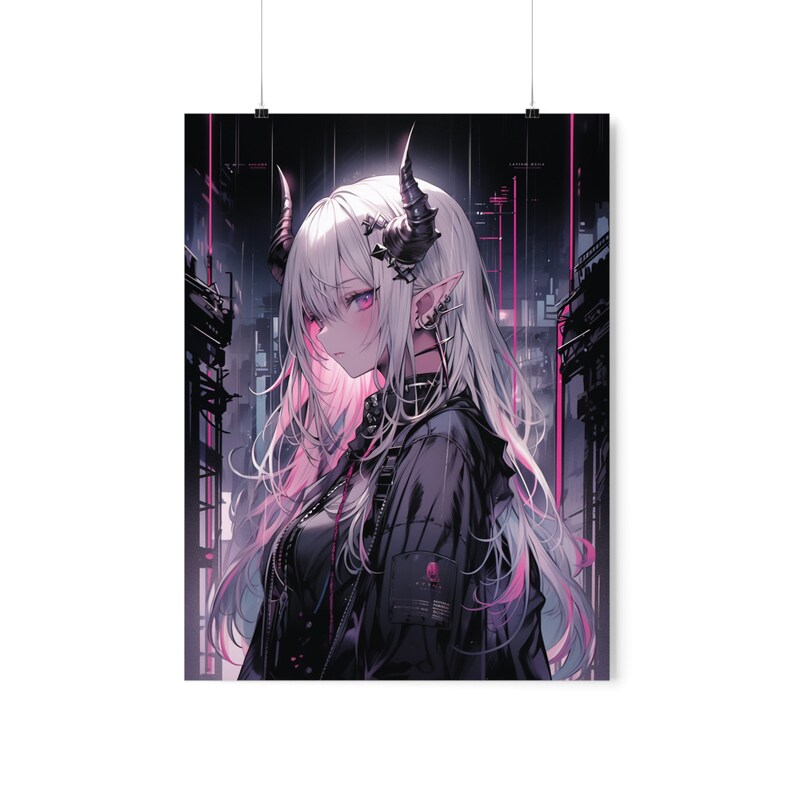 Anime girl art poster anime art print anime waifu poster demon girl art print Japanese art poster manga poster anime home decor wall print image 7