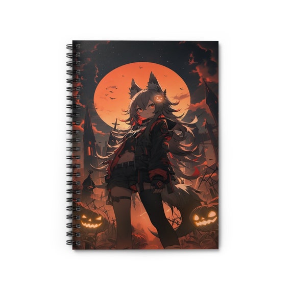 Halloween Notebook Anime Gift Anime Girl Notebook Wolf Girl Notebook Anime Notebook Anime Art Notebook Waifu Notebook Halloween Notebook