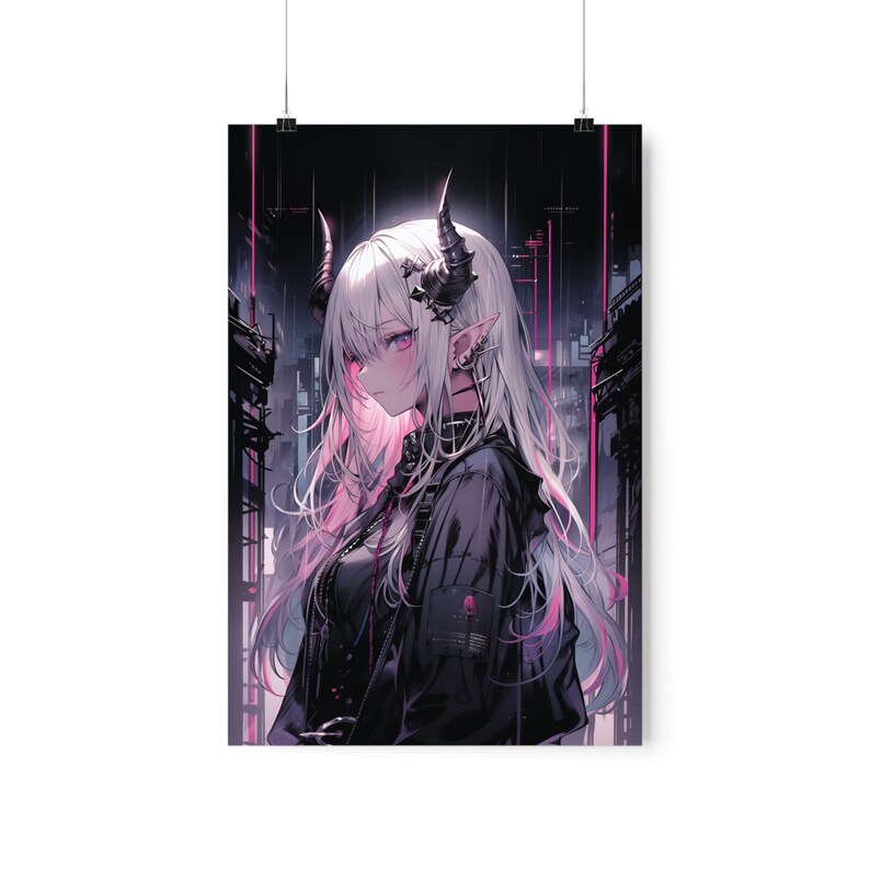 Anime girl art poster anime art print anime waifu poster demon girl art print Japanese art poster manga poster anime home decor wall print image 5