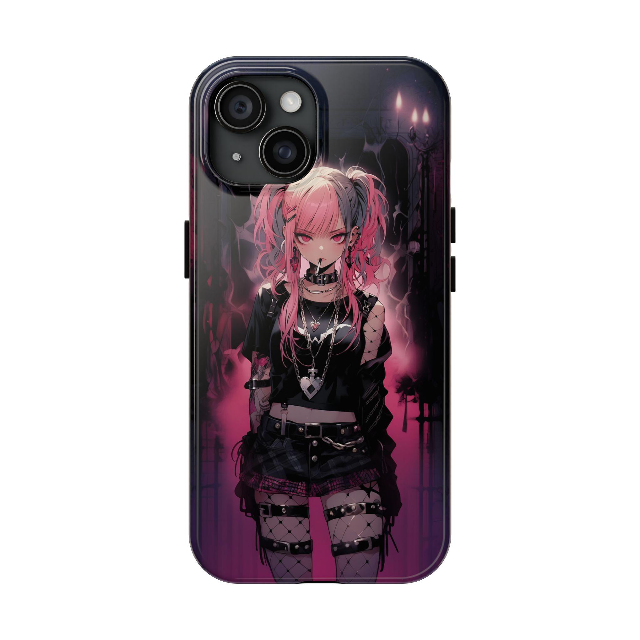 Punk Emo Goth Girl Cute Anime Waifu Case Cover Silicone