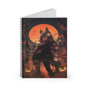 Halloween Notebook Anime Gift Anime Girl Notebook Wolf Girl Notebook Anime Notebook Anime Art Notebook Waifu Notebook Halloween Notebook image 2