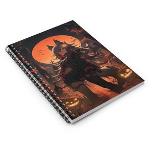 Halloween Notebook Anime Gift Anime Girl Notebook Wolf Girl Notebook Anime Notebook Anime Art Notebook Waifu Notebook Halloween Notebook image 3