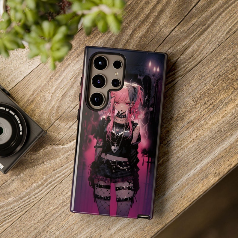 Punk Girl Anime Android Phone Case - Punk Waifu Kawaii Aesthetic | Anime Android Tough Case for Samsung s24 Ultra and Google Pixel 8 Pro + image 1