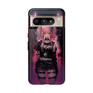 Punk Girl Anime Android Phone Case - Punk Waifu Kawaii Aesthetic | Anime Android Tough Case for Samsung s24 Ultra and Google Pixel 8 Pro + Google Pixel 8 Pro