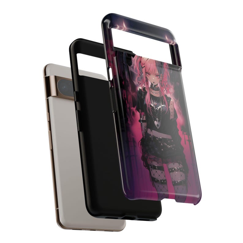 Punk Girl Anime Android Phone Case - Punk Waifu Kawaii Aesthetic | Anime Android Tough Case for Samsung s24 Ultra and Google Pixel 8 Pro + image 10