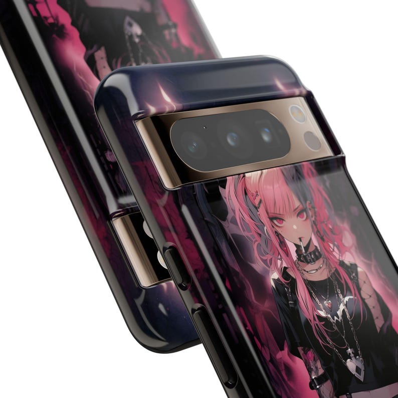 Punk Girl Anime Android Phone Case - Punk Waifu Kawaii Aesthetic | Anime Android Tough Case for Samsung s24 Ultra and Google Pixel 8 Pro + image 8