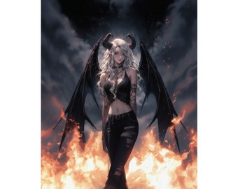 Anime art poster anime art print anime waifu poster demon girl art print Japanese art print manga poster art anime home decor anime wall art