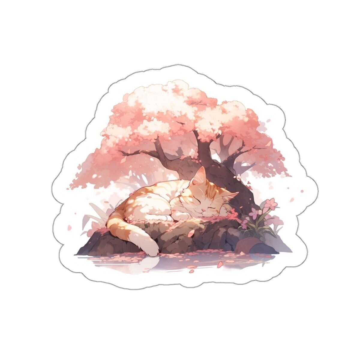 Sleeping Cat Sticker Cute Sticker Kitty Sticker Cat Stickers Cat Gift ...