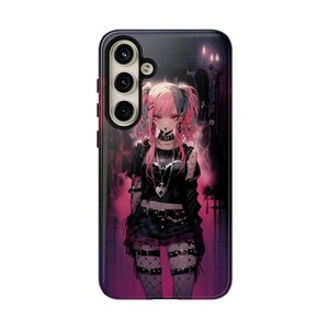 Punk Girl Anime Android Phone Case - Punk Waifu Kawaii Aesthetic | Anime Android Tough Case for Samsung s24 Ultra and Google Pixel 8 Pro + Samsung Galaxy S24 Plus