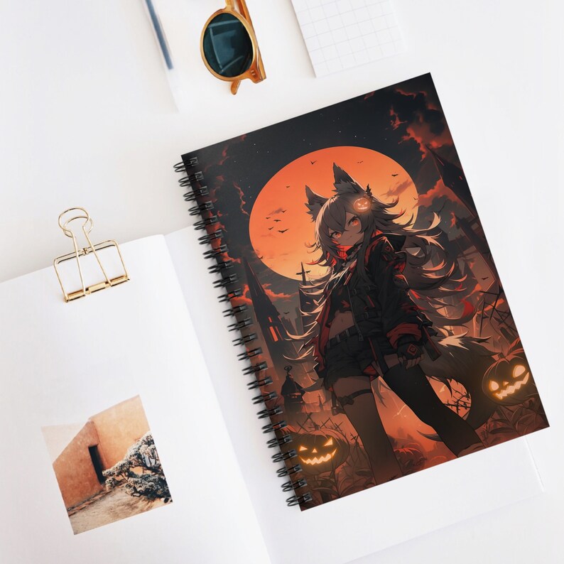 Halloween Notebook Anime Gift Anime Girl Notebook Wolf Girl Notebook Anime Notebook Anime Art Notebook Waifu Notebook Halloween Notebook image 5
